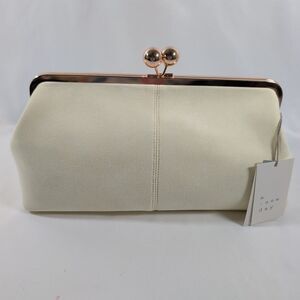 A New Day Yellow Kiss Lock Clutch Purse Rose Gold Frame NWT